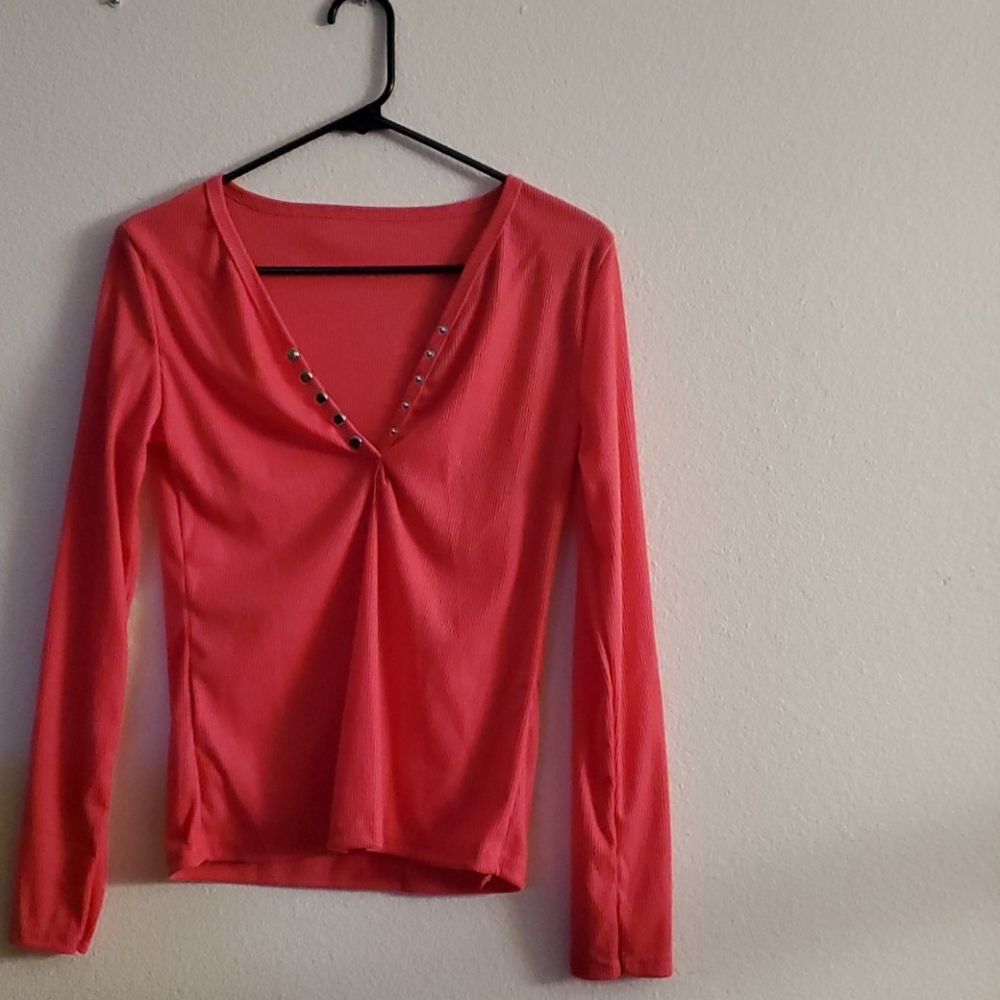 Long sleeved button vneck